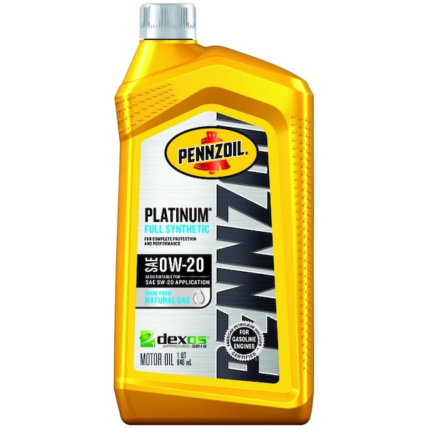Quaker State Pennzoil Platinum 0W-20 4-Cycle Synthetic Motor Oil 1 qt 1 pk 550036541 - main